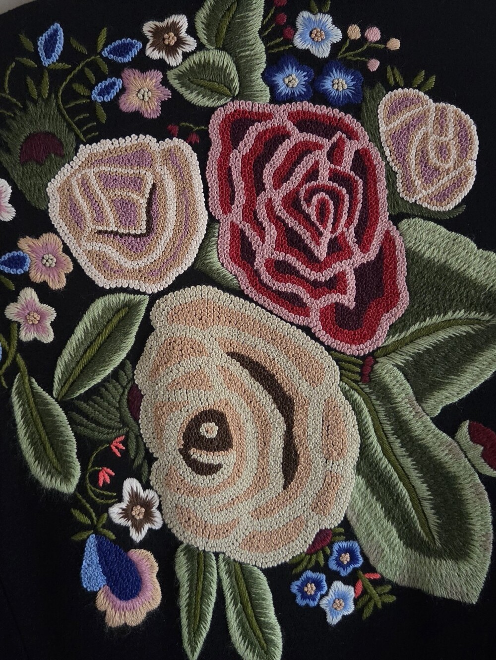 Vintage Cabi Peacoat Back Floral Embroidered Satin Floral Lined Size 10 - Picture 6 of 8